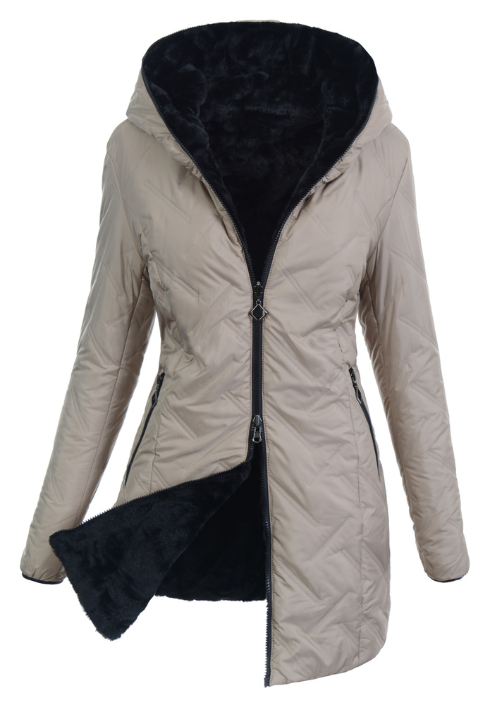 Damska Kurtka Dwustronna Zimowa Damiana Beżowa
