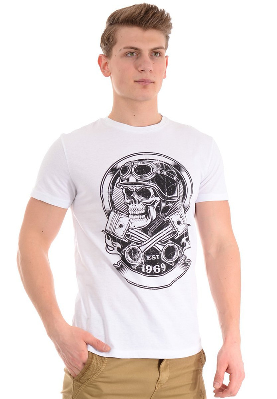 Męska Koszulka T-Shirt Nadruk Biały