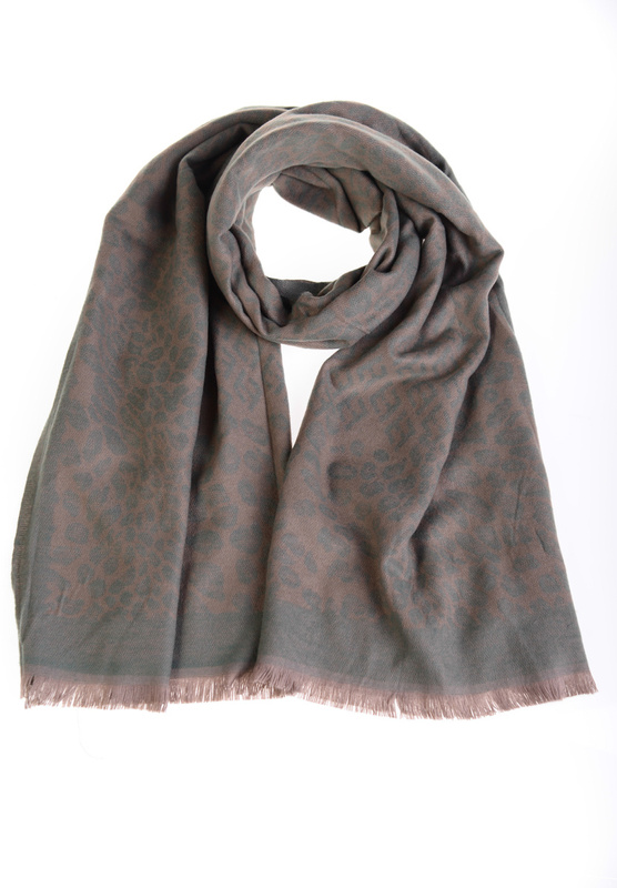 Szal Damski W Panterkę Zielono-Brązowy