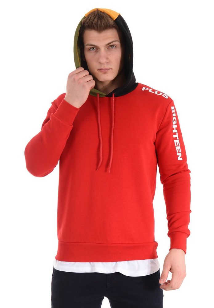 Męska Bluza Z Kapturem Czerwona