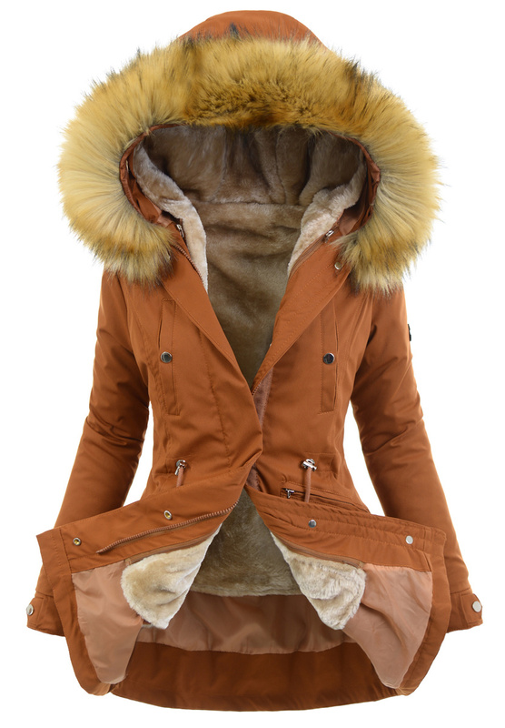 Damska Kurtka Parka 2w1 Brązowa