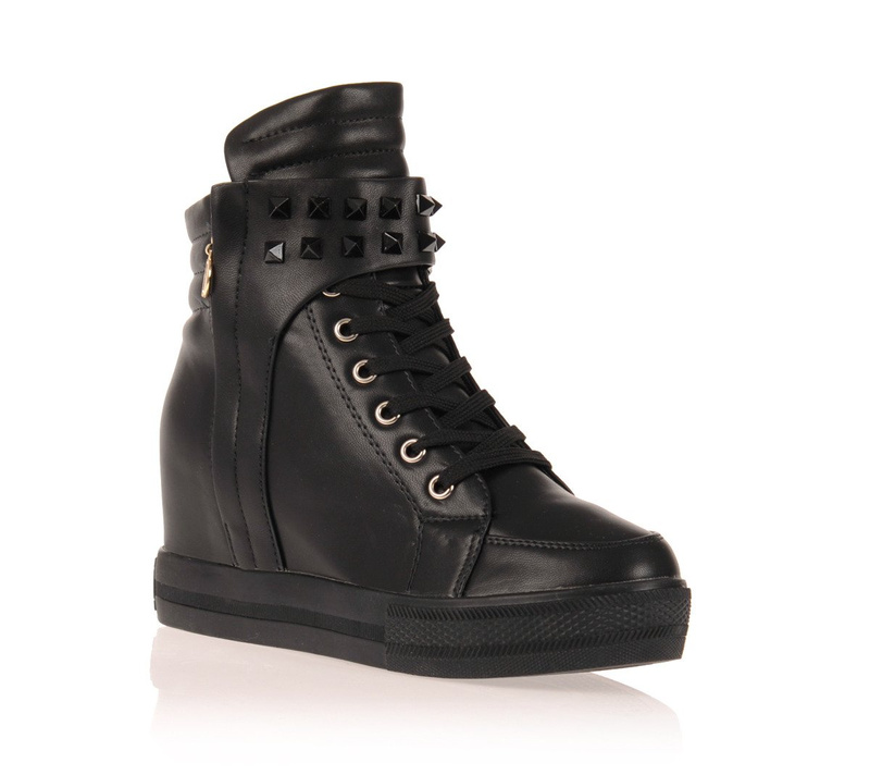 SALE Damskie Botki Sneakersy Ćwieki Czarne