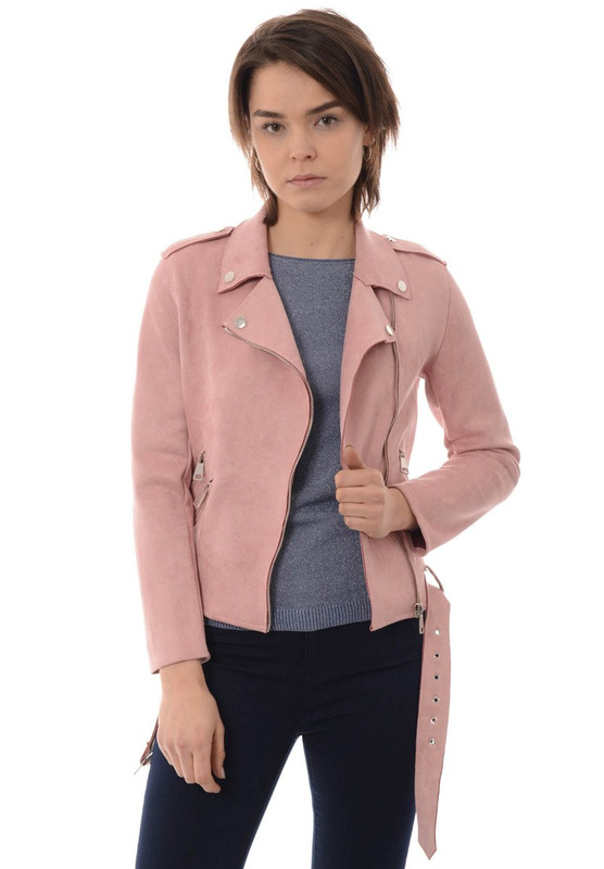 Ramoneska Różowa Kurtka z Zamszu