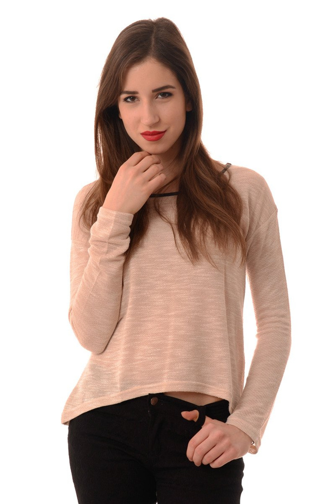 Damski Sweterek Długi Rękaw Beżowy