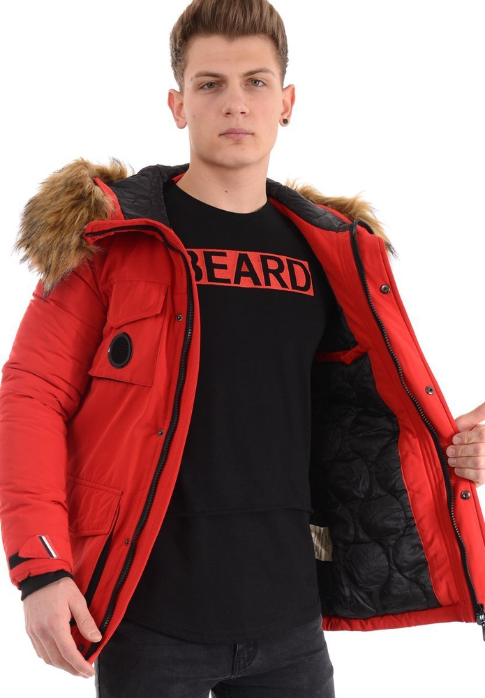 Męska Zimowa Kurtka Czerwona