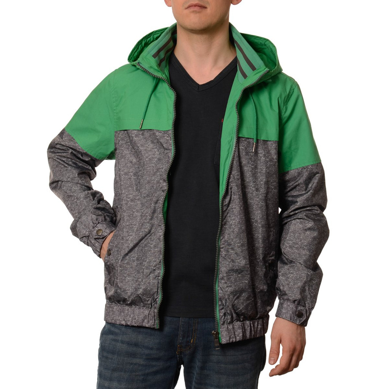 Męska Kurtka Wiosenna - Jesienna Wiatrówka Zielono Szara