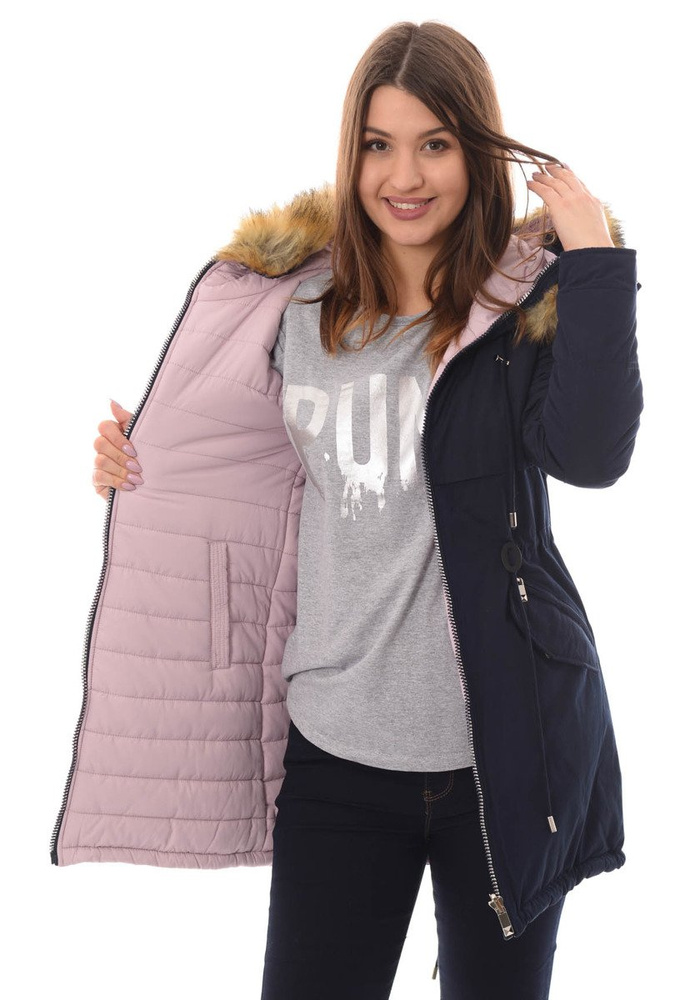 Damska Dwustronna Zimowa Kurtka Molly Granatowa