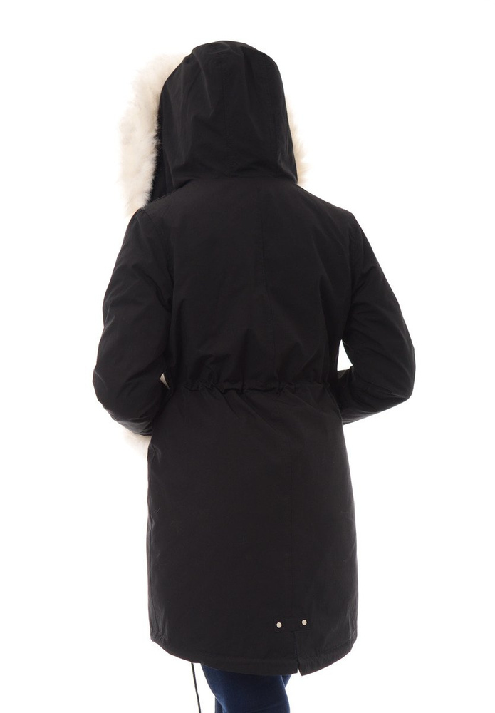 Kurtka Parka 2w1 Aida Czarna Z Białym Futerkiem