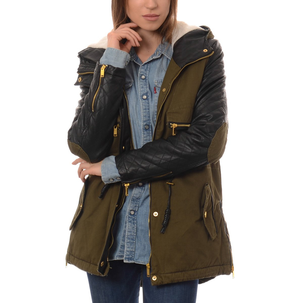 Damska Zimowa Parka Kurtka Oliwkowa (589)