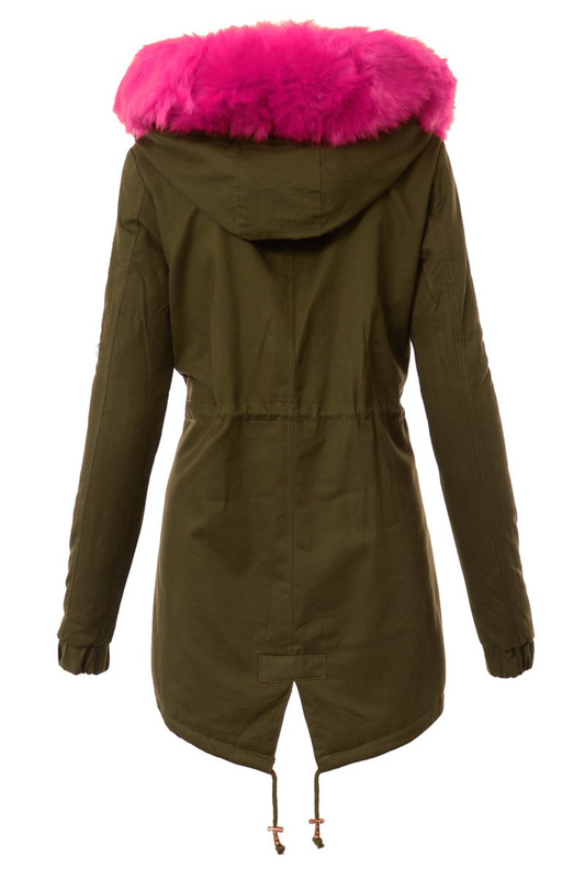 Piękna Damska Kurtka Parka Ismena z Różowym Futerkiem