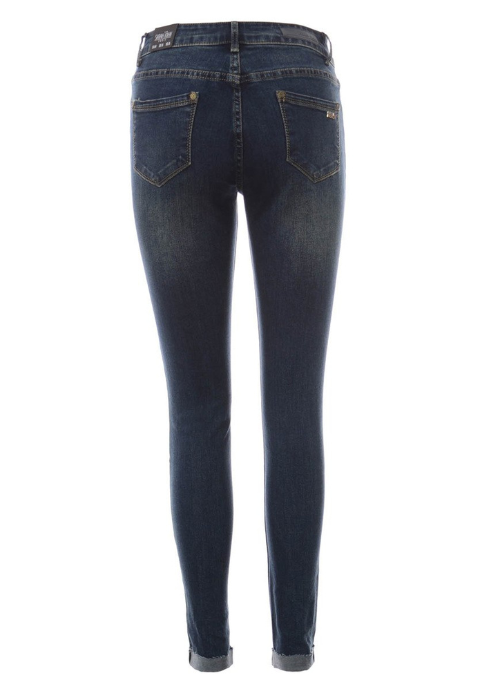 Damskie Spodnie Jeansy Rurki Granatowe