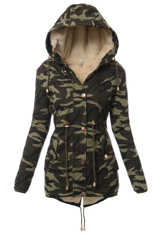 Damska Zimowa Kurtka Parka Moro Z Beżowym Futerkiem