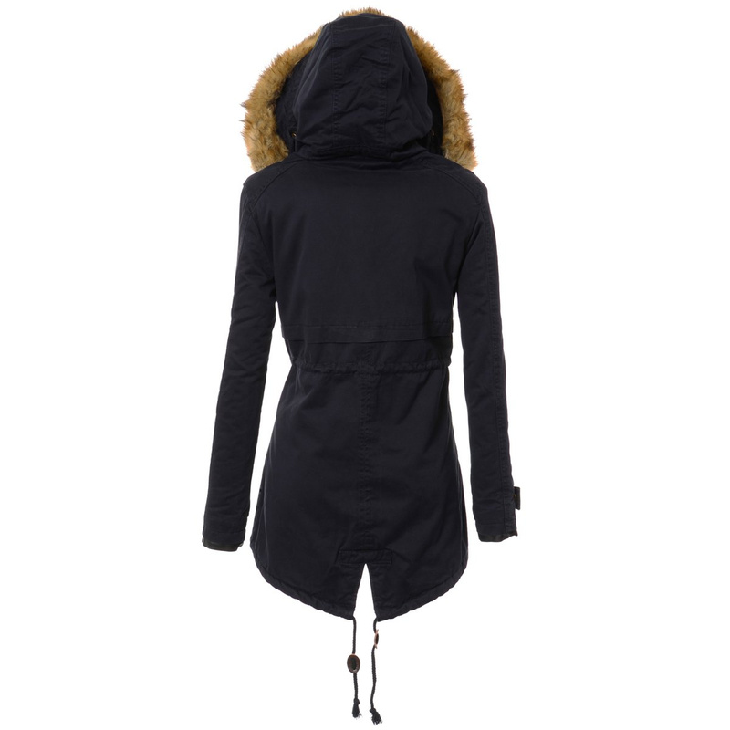 Damska Kurtka Parka Zimowa Futro Tina Granat