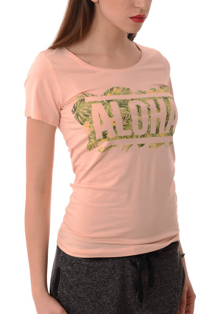 Koszulka Bluzka T-shirt Nadruk Morelowa