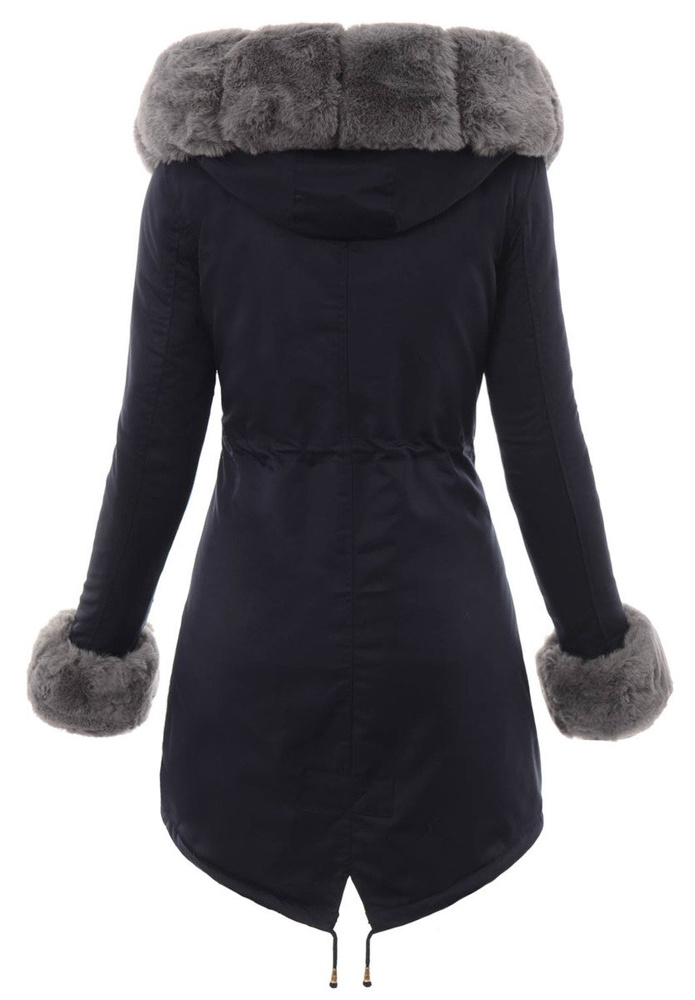 Kurtka Patrycja Granatowa z Szarym Futerkiem