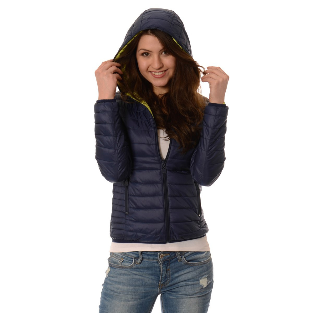 Damska Dwustronna Wiosenna - Jesienna Kurtka Ortalionowa Nadia Granatowo Limonkowa