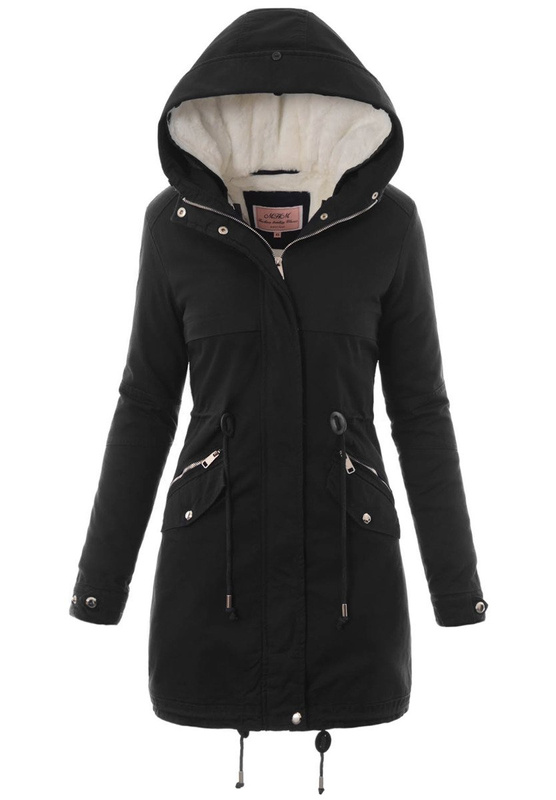 Damska Kurtka Parka Zimowa 2w1 Melka Czarna