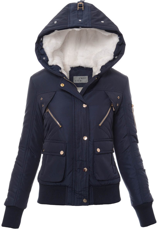 Damska Zimowa Kurtka Bomberka Beata Granatowa