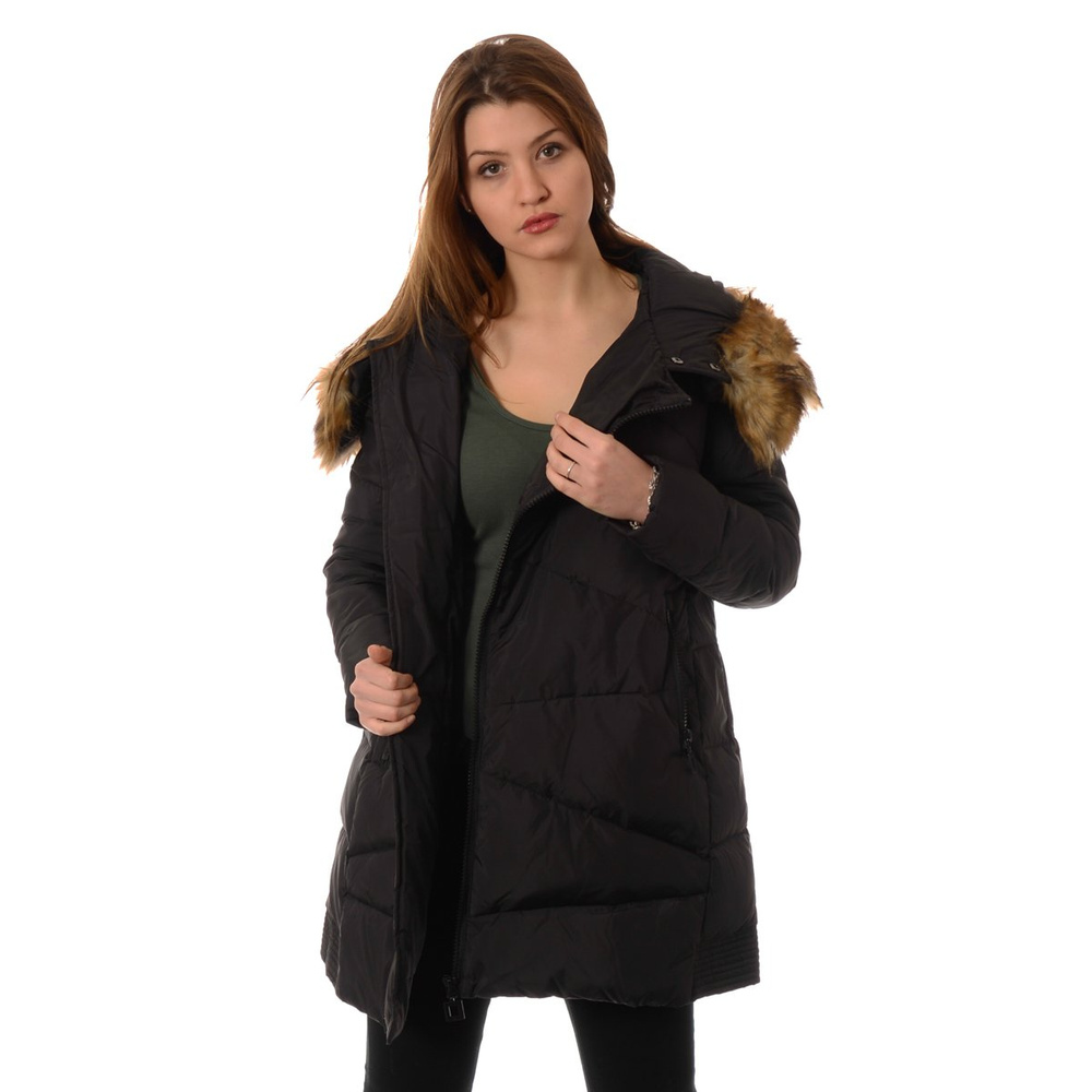 Puchowa Kurtka Zimowa Płaszczyk Czarna