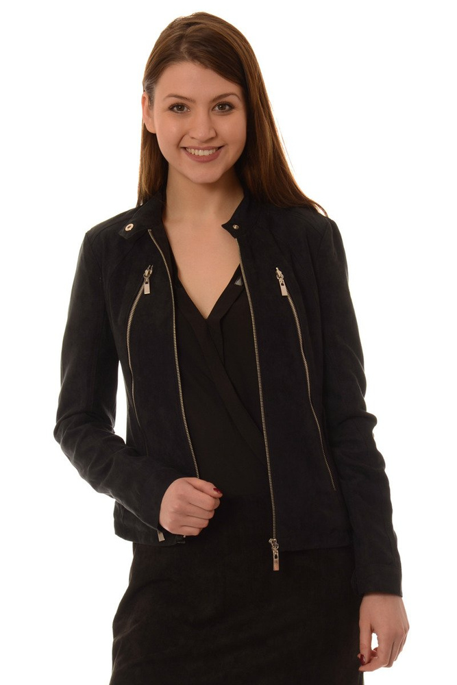 Ramoneska w Kolorze Czarnym z Zamszu