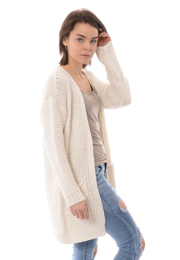 Damski Kardigan Sweterek Oversize Ecru