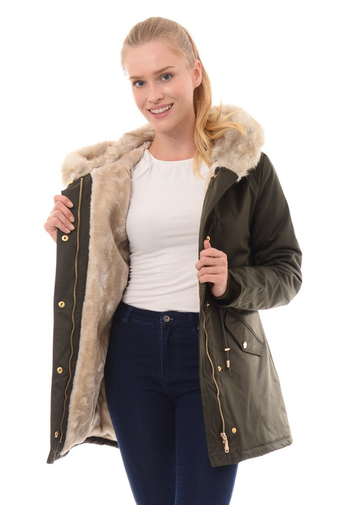 Damska Zimowa Parka Roksana Khaki