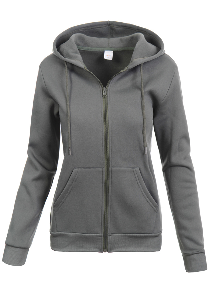 Damska Bluza Z Kapturem Rozsuwana Khaki