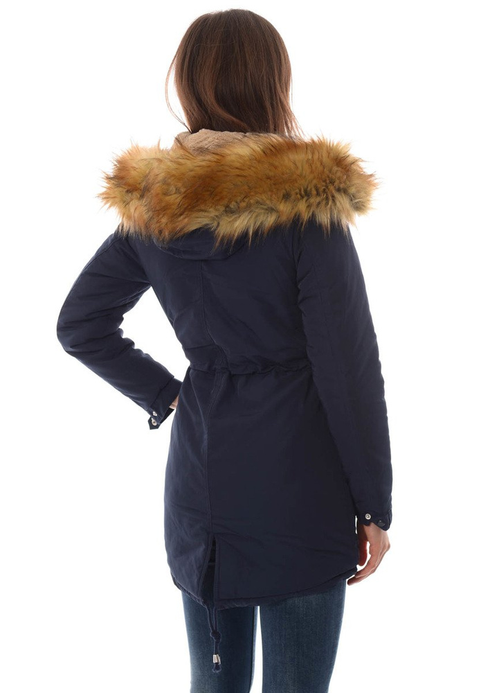 Damska Kurtka Parka Ortalionowa Zimowa Granatowa