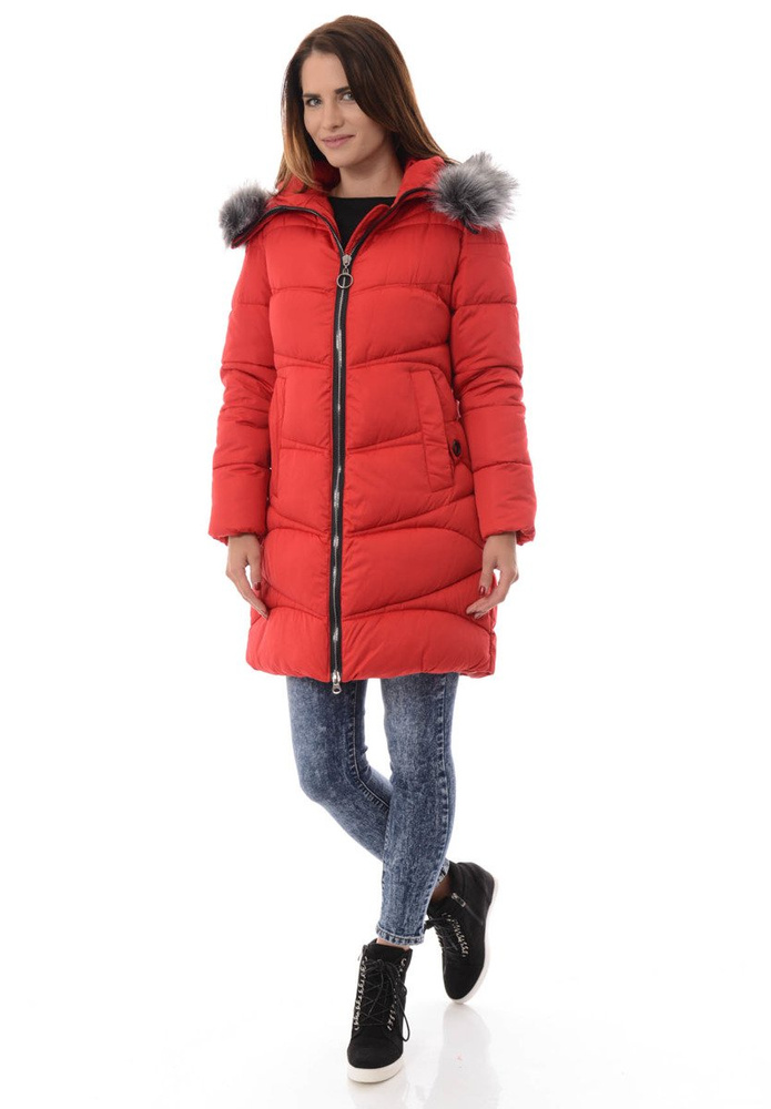 Damska Zimowa Kurtka Ortalionowa Klementyna Czerwona