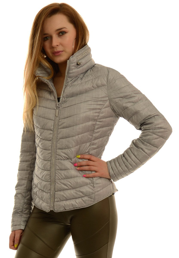 Damska Jesienna Wiosenna Kurtka Ortalionowa Szara Melanż