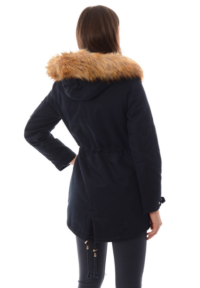 Damska Bawełniana Zimowa Kurtka Parka Granatowa