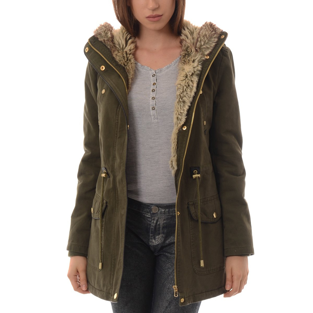 Damska Parka Kurtka Zimowa Zielona