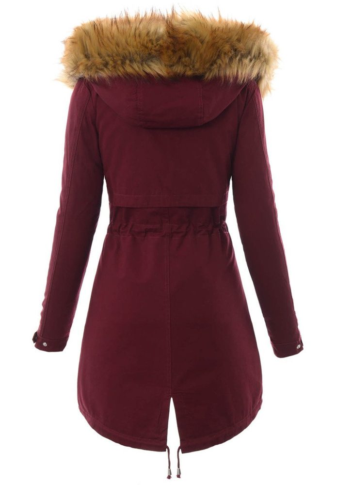 Damska Kurtka Parka Zimowa 2w1 Bordowa