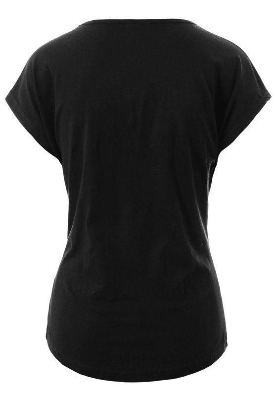 Damska Koszulka Krótki Rękaw T-Shirt Nadruk Nuty Czarna