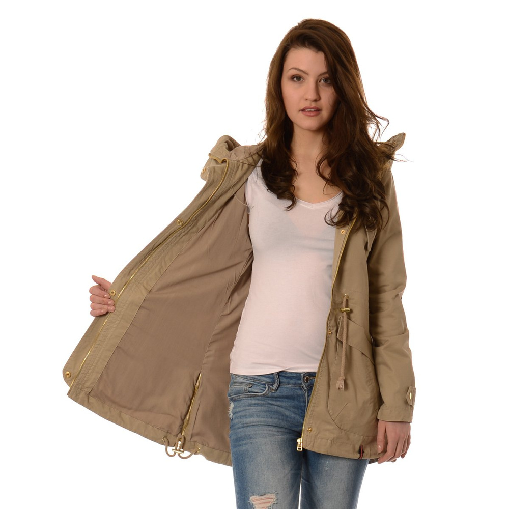 Damska Wiosenna Parka Beżowa