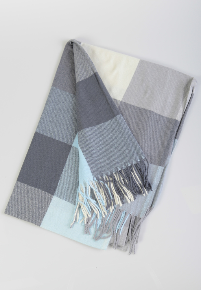 Szal Damski Szaro-Niebieskim W Kratę