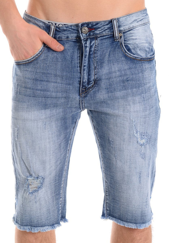 Męskie Spodenki Jeansowe Niebieskie