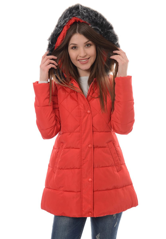 Damska Zimowa Kurtka Ortalionowa Czerwona