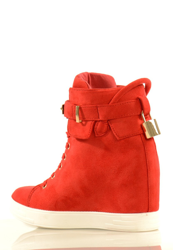 Damskie Botki Sneakersy Lora Czerwone