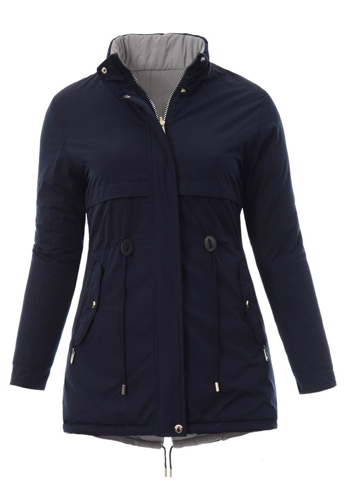 Damska Kurtka Parka Zimowa Dwustronna Karen Granatowa