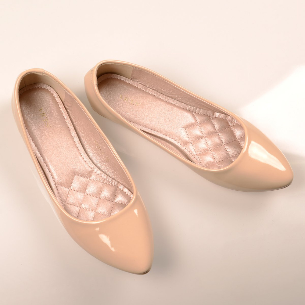 Damskie Buty Baleriny Pastelowe Clarisse Beżowe