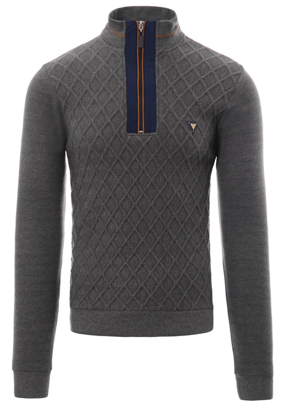 Męski Sweter Bawełniany Szary