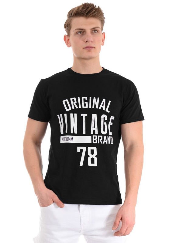 Męska Koszulka T-Shirt Nadruk Czarna