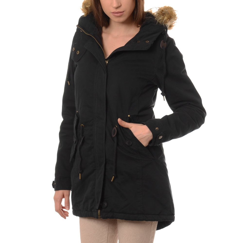 Kurtka Parka Zimowa Futro Czarna