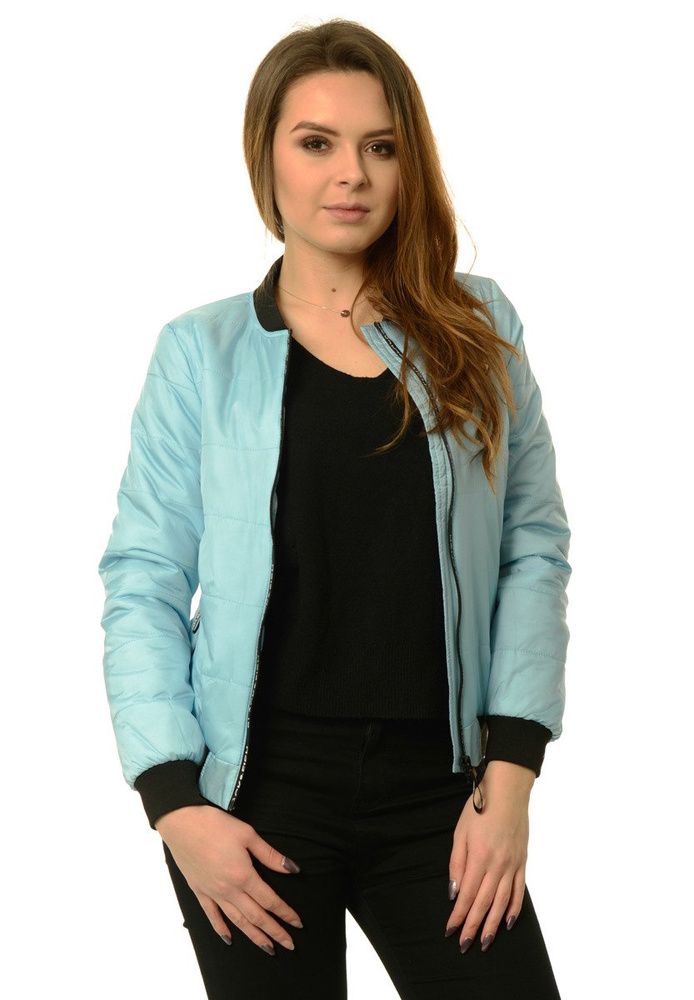 Damska Jesienna Wiosenna Kurtka Bomberka Arlena Błękitna