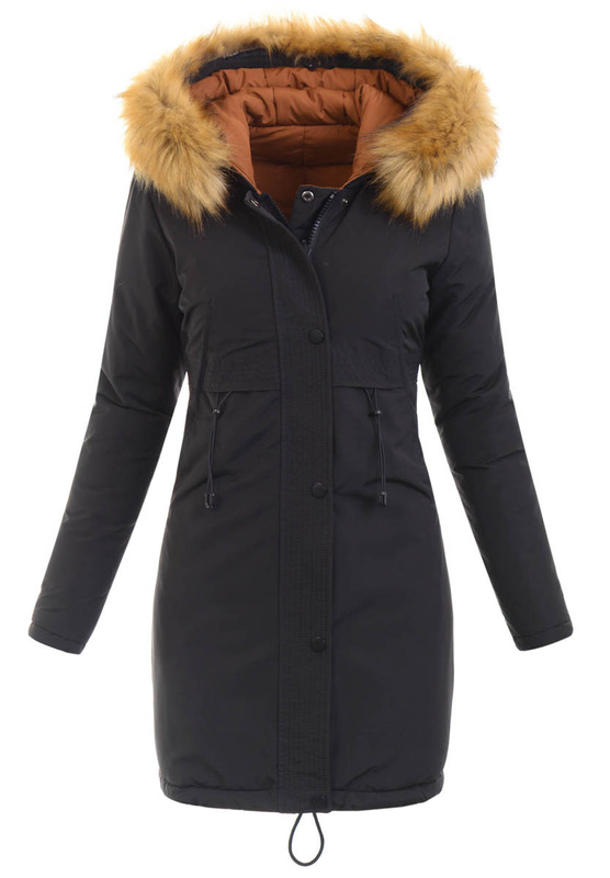 Damska Kurtka Zimowa Parka Dwustronna Eulalia Czarna