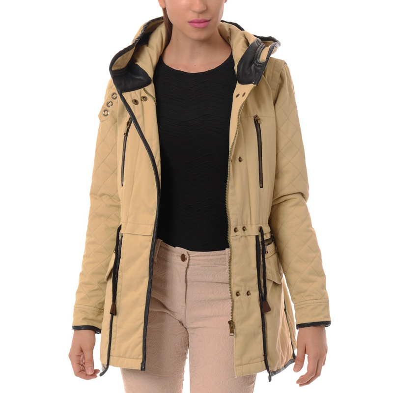 Damska Zimowa Kurtka Parka Beżowa