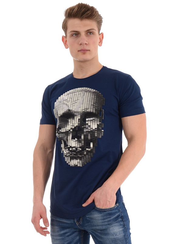 Męska Koszulka T-Shirt Nadruk Granatowa