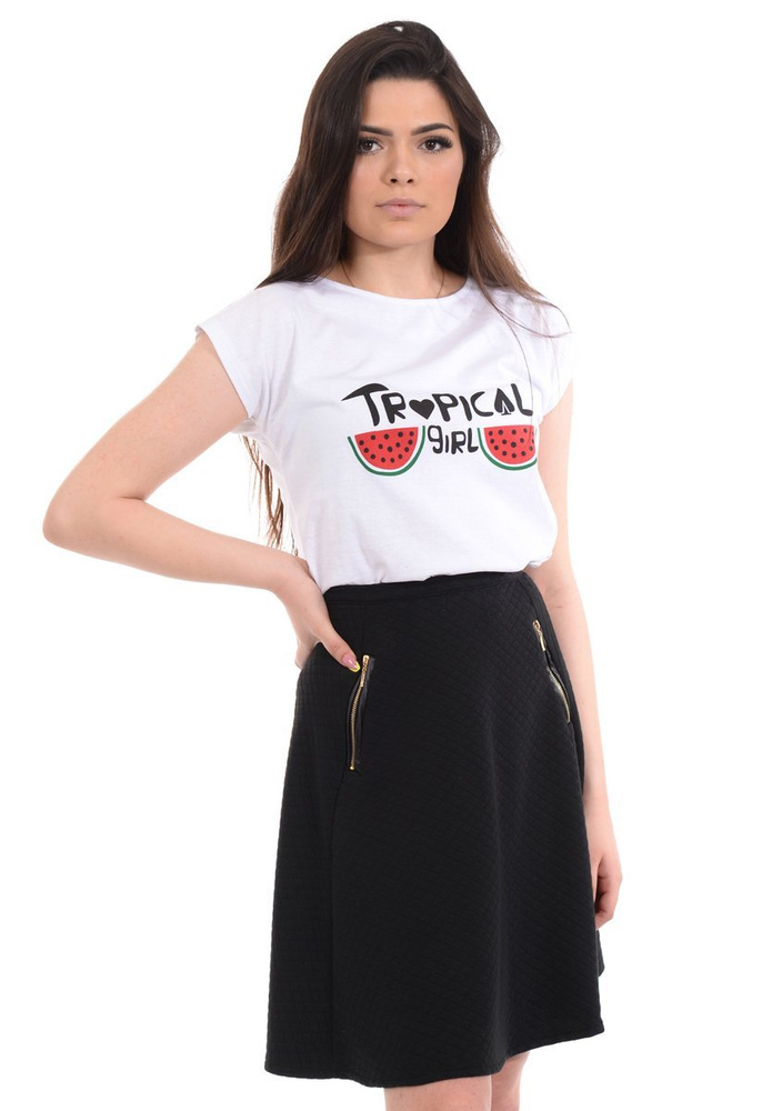 Damska Bluzka Biała z Nadrukiem