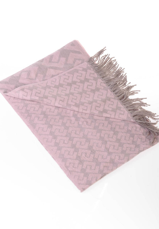 Szal Damski Wzór Geometryczny Różowo-Brązowy